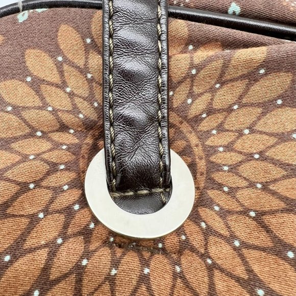 Thirty-One Shoulder Bag Brown Mandala Leather Straps Zip Closure - Picture 5 of 11